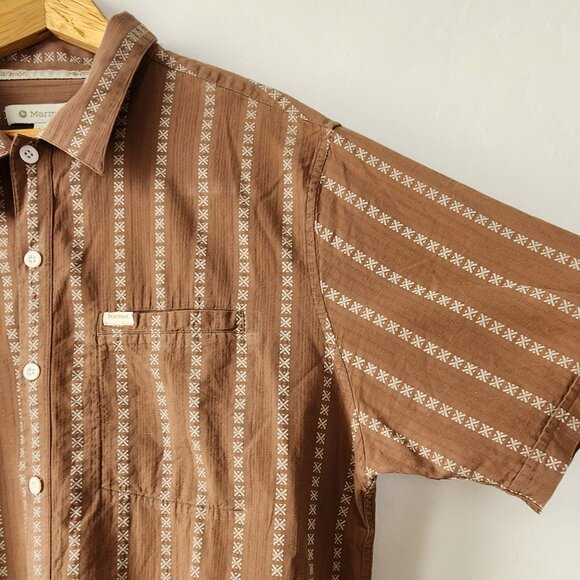 Marmot Mens Lrg Short Sleeve Cotton Linen Button-Up Summer Boho Outdoor Hiking - Picture 4 of 15